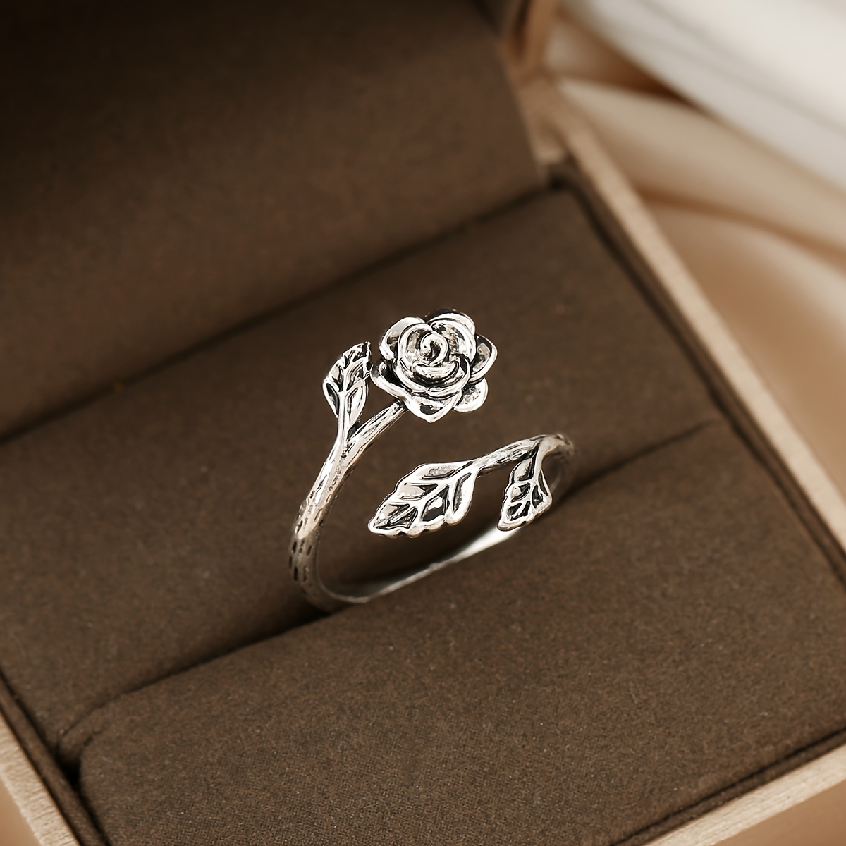 Bohemian Adjustable Rose Ring Golden Plated Copper Floral